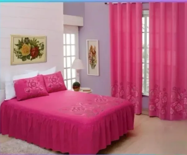 Kit Quarto Casal Oxford Colcha + 2 Fronhas + Cortina Gabi