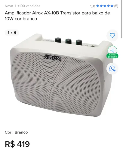Amplificador Airox AX-10B Transistor para baixo de 10W cor branco