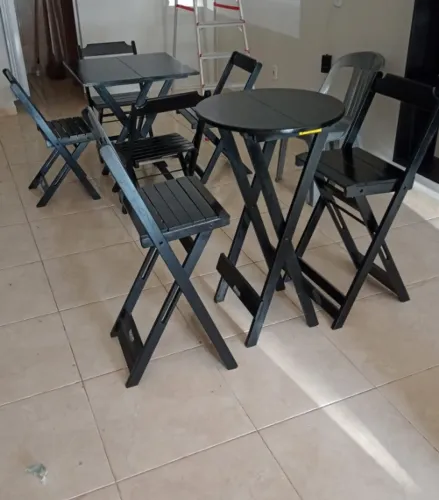 JOGO DE MESAS E CADEIRA BISTRO COR PRETA