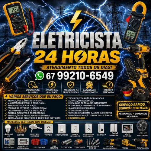 Eletricista profissional 24 horas tudo em elétrica ?
