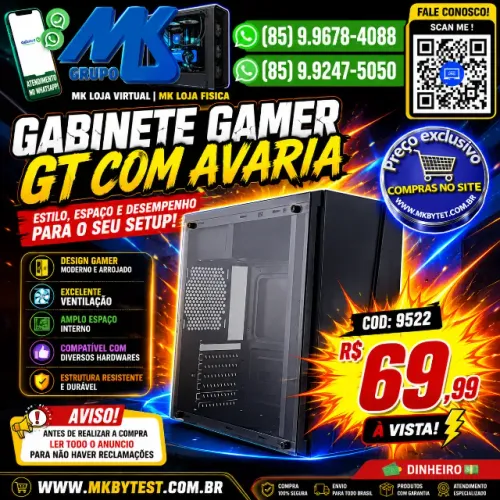 gabinete gamer avaria em utimas undiades