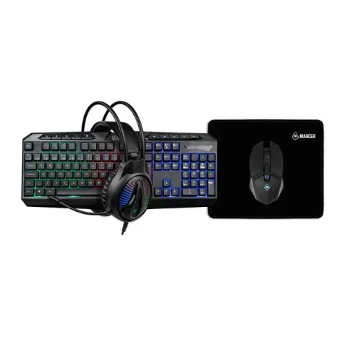 Combo Gamer 4 em 1 Mancer ORC V2 Rainbow ABNT2 107 Teclas Headset 40mm