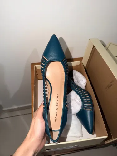 Scarpin de couro verde Jorge Bischoff