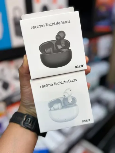  Fones de Ouvido Realme Original  Realme Tech Life Buds Branco e Preto NOVO  