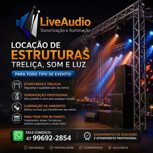 Som luz e estrutura para casamentos e eventos