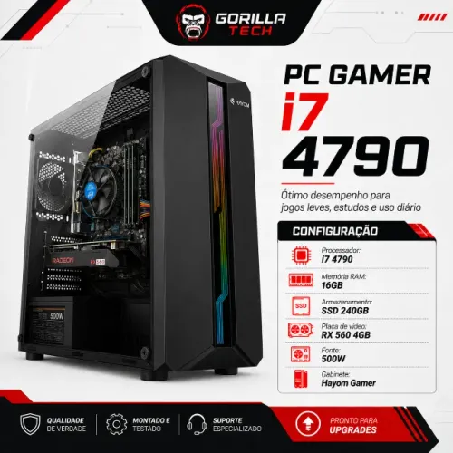 PC Gamer i7 4790 RX 560, 16GBs SSD 240GB