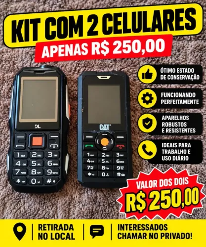 Kit 2 Celulares CAT e DL - Ótimo Estado - Funcionando - R$ 250,00
