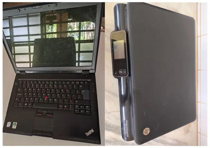 Notebook ThinkPad e impressora Hp funcionando desapegando 