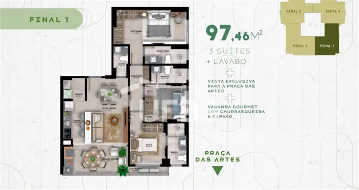 Dom Parque Flamboyant - Apartamento 3 quartos, sendo 3 suítes