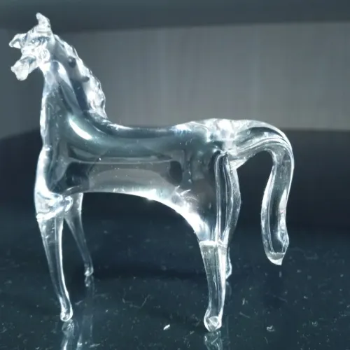 Estátua em cristal anos 70 italiana de cavalo antiga clássica peça linda em perfeita