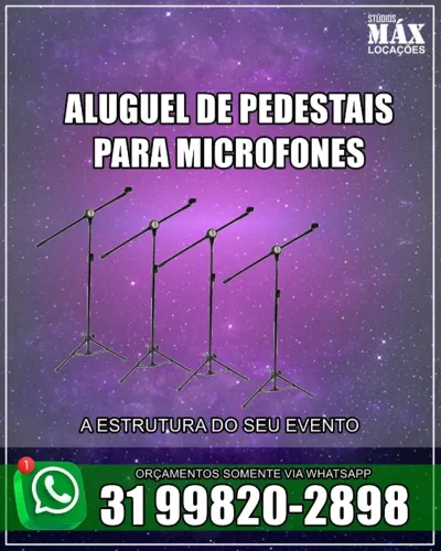 Alugamos pedestais para microfone