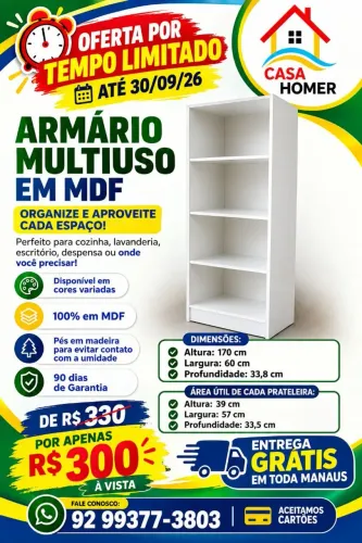 Armário Multiuso... De R$330 por R$330 .. Entrega grátis.