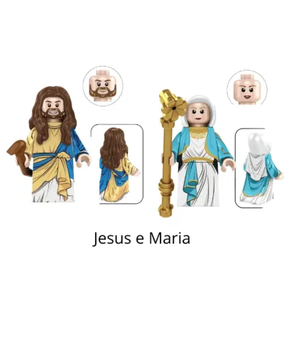 Jesus e Maria minifigures de coleção fé Cristã miniaturas abençoadas Deus e Nossa Senhora