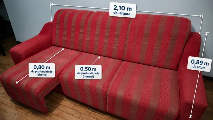 Sofá retrátil vermelho 2,10 m - confortável e espaçoso (Excelente condição)
