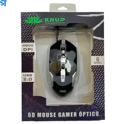 Mouse Gamer USB RGB 6 Botões Knup