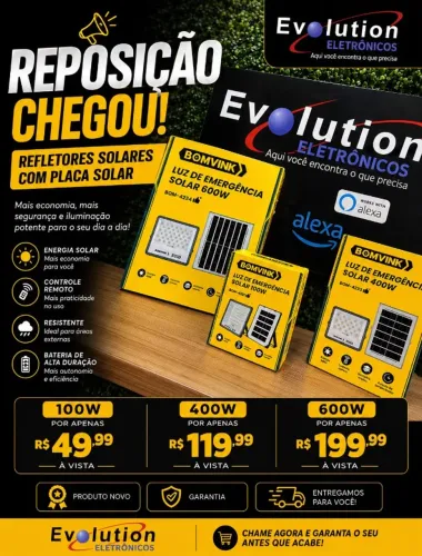 Linha de Luminárias Solares Estilo Refletor BOMVINK - PRODUTOS NOVOS COM GARANTIA
