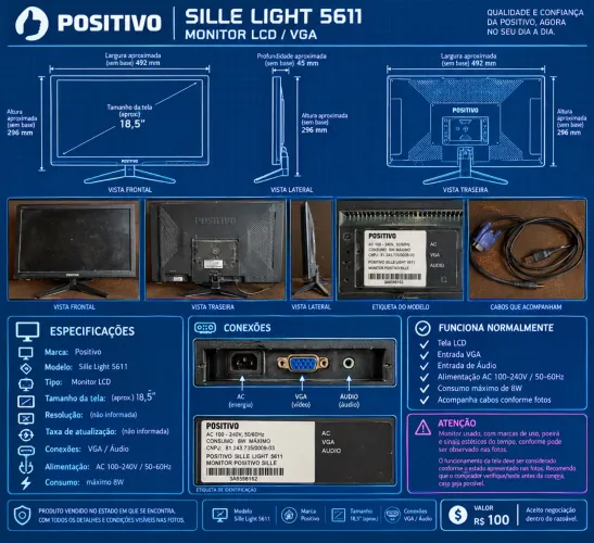 Monitor Positivo Sille Light 5611 LCD VGA