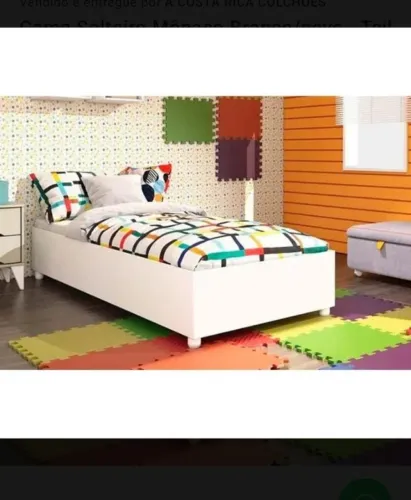 CAMA SOLTEIRO MÔNACO BRANCO/NEVE - R$ 280