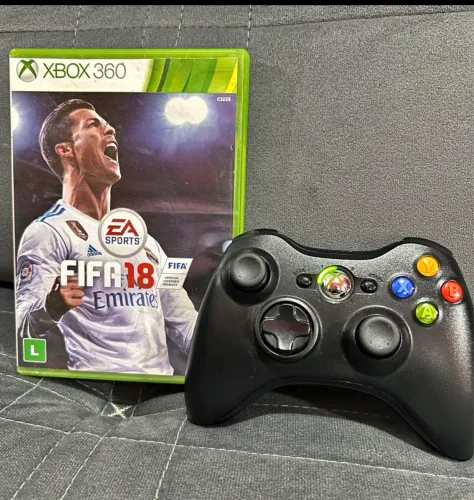 CONTROLE SEM FIO+FIFA 18 ORIGINAIS XBOX 360