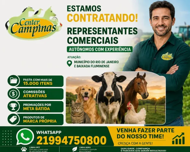 Representante Comercial área Pet para RJ