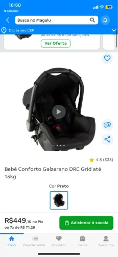 Bebê conforto galzerano 13kg