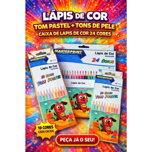 Lapis de cor 24 cores + Tons de pele + Tom pastel