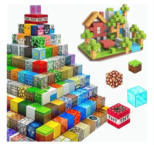 Kit 300 Peças Blocos Magnéticos Cubos Brinquedos Minecraft