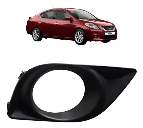 Grade Moldura Farol Milha Direita Versa 2011 A 2015 Com Furo Preto Direito