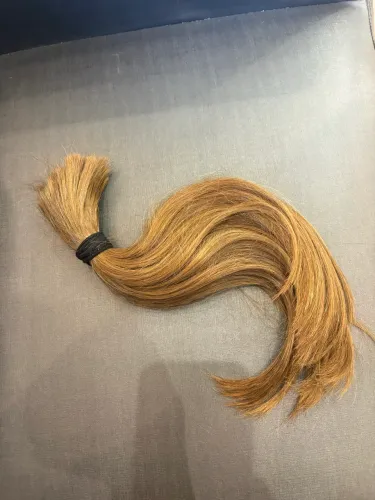 cabelo humano louro claro dourado 84g -35cm