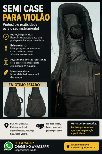Semi Case Vulcan Urban para Violão Folk - Excelente Estado