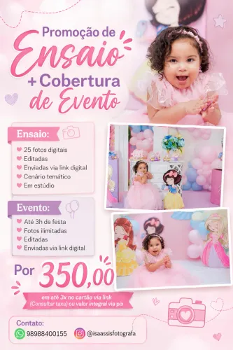 Promoção aniversário e ensaio 