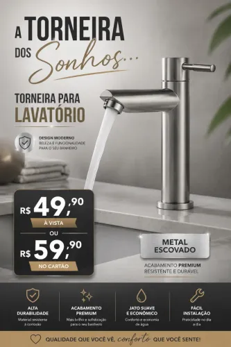 Torneira para Lavatório Aço escovado
