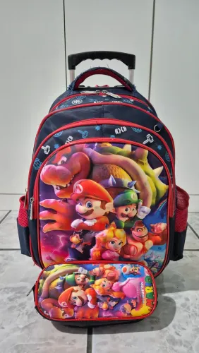 Mochila Super Mario de Rodinhas (Bom estado de conservação)