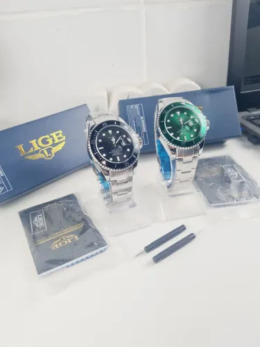 Relógio Masculino LIGE Luxo Inox Submariner Novo Lacrado