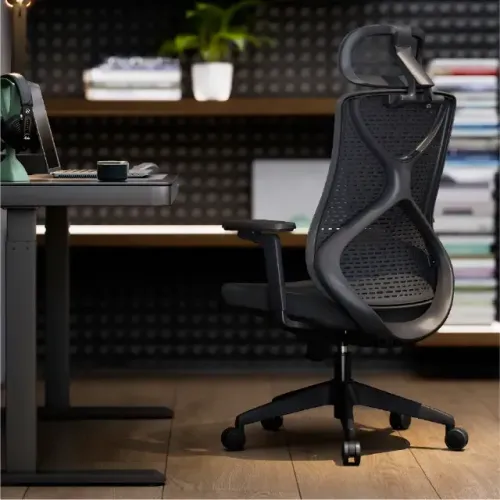 Cadeira De Escritório Ergonômica Aiven Com Mesh Elements Preto NR17