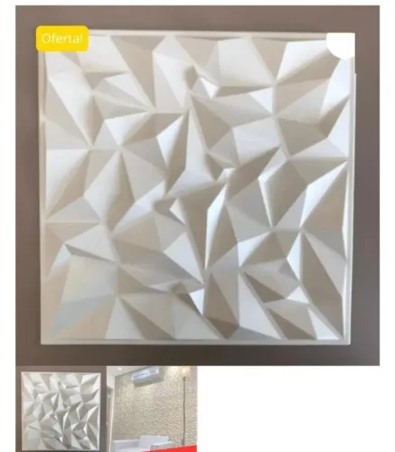 Placa Revestimento 3D Diamante 30x30 Branco