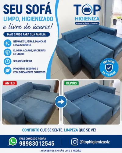 Higienização de sofá e cama