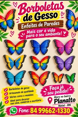 Borboletas de gesso decoração de parede artesanato