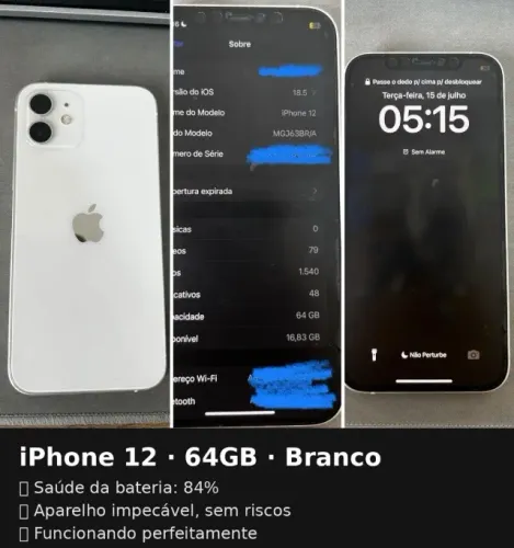IPhone 12 branco- todo original e impecável