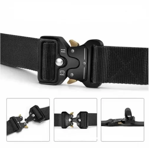 Cinto tático largo masculino nylon, fivela de engate rápido