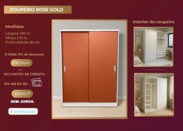 Roupeiro casal duas portas em mdf