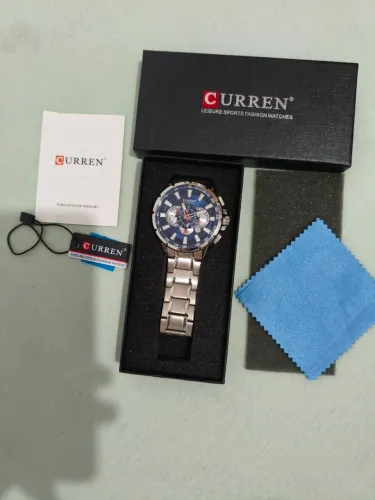 Relógio curren azul e prata