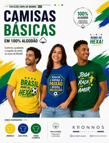 Camisas básicas Brasil, copa 2026