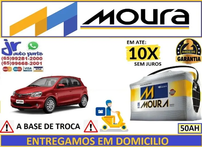 Bateria Moura Etios 2012 a 2018 50Ah 12v 