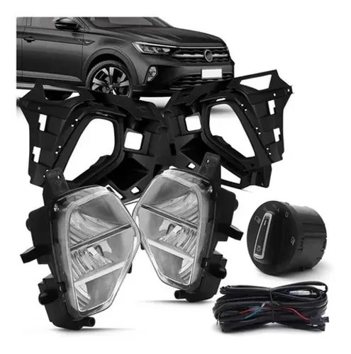 Kit Farol Milha Neblina Led Moldura Preta Nivus 2020 A 2022