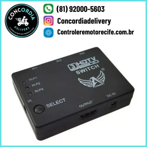 Chaveado Switch 1x3 Portas Hdmi Com Controle Remoto Au-1702