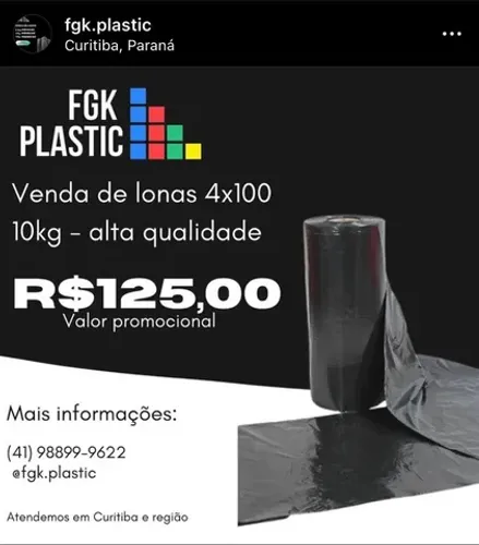 Lona Plástica Preta- 4x100- 10kg