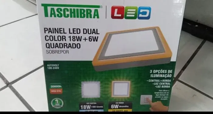Painel LED Dual Color 18W+6W Quadrado Sobrepor