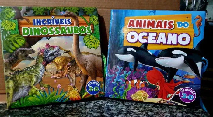 Livro Cenários 3D com dobraduras - Incriveis Dinossauros e Animais do Oceano