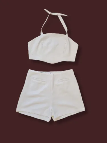 Conjunto Top e Short Branco Reveillon Ano Novo